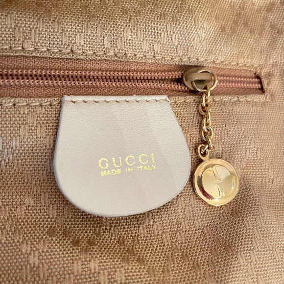 Gucci White/Cream Leather Mini Backpack Bamboo main image 7